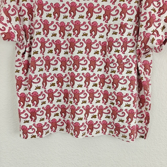 Roller Rabbit Pima Cotton Monkey Printed Short Sleeve Pajama T-shirt Size Small - Picture 2 of 14